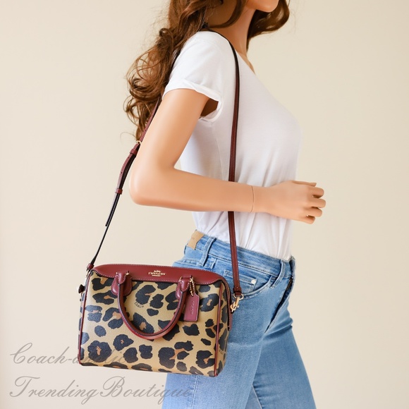 Coach Mini Bennett Satchel With Leopard Print - Picture 4 of 8